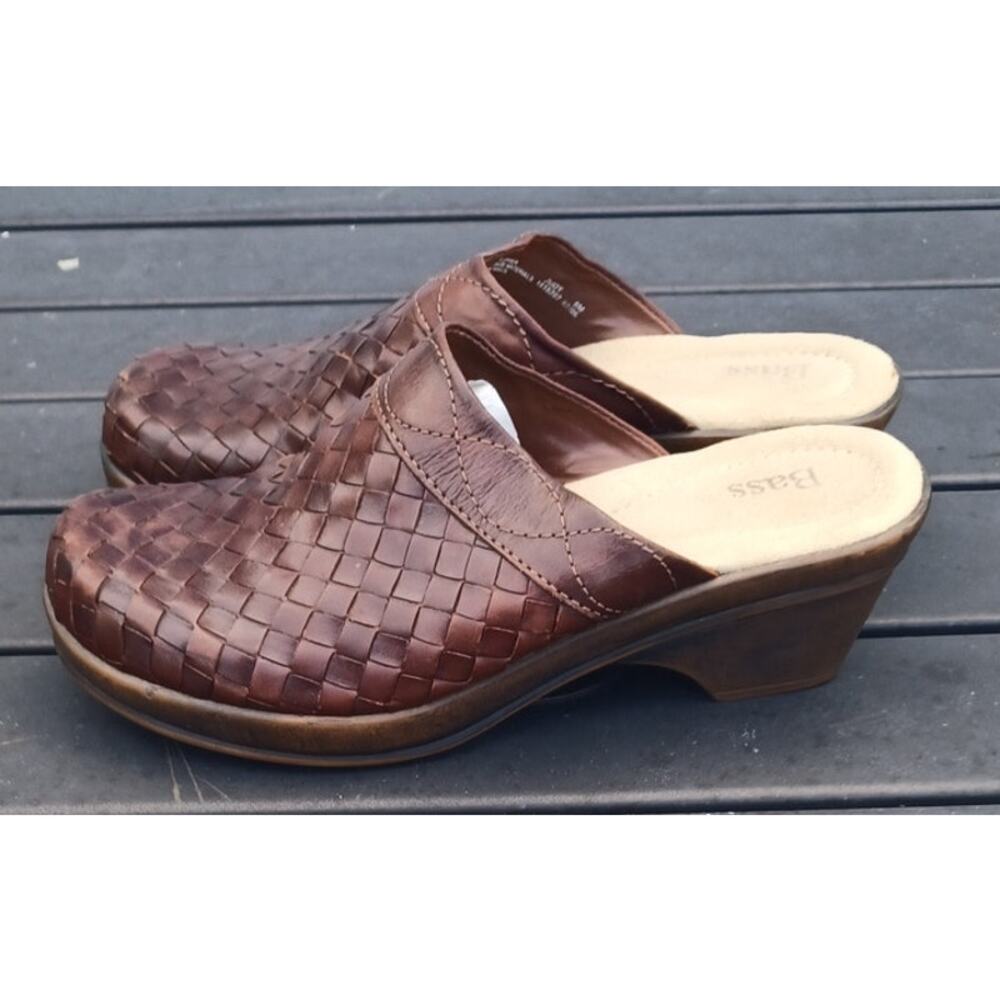 Bass Judy Brown Woven Leather Mule Clogs Women’s 8M Boho Cottagecore - Picture 3 of 11